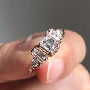 Emerald Cut Diamond Ring Diamond Engagement Ring 1.5 Carat Emerald Cut Wedding Yellow Gold Pendant Ring for Women