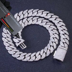 Fashion Style 20mm 3 Row 925 Solid Silver Heavy Necklace Iced Out Hip Hop Jewelry VVS Moissanite Best Quality Cuban Link Chain