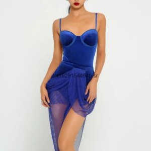 Co Branded Series 12 Constellation Velvet Dress Split Latin Dance Set