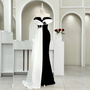 Customized Jersey Bow Valentine’s Day Column Strapless Bespoke Occasion Gown Long Dresses