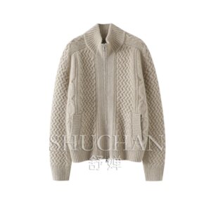 Thickened Cashmere Zipper Cardigan Women’s Pure Cashmere Sweater Knitted Jacket Top Long Sleeve Top Sueters De Mujer