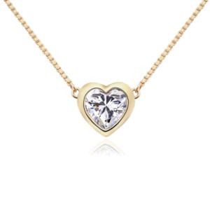 Provence 1.2ct Heart Cut Moissanite Diamond Solid 14K Yellow Gold Heart Pendant with GRA Certified Romantic Gift With Chain