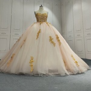 Luxury Customized Princess Ball Gown Quinceanera Dresses Mexio Lace Crystals Beads Wedding Gown Prom Party Sweet 16 Dress LSMU27