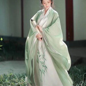 Chinese Hanfu Dress Women Traditional Vintage Hanfu Female Carnival Fairy Cosplay Costume Green&White Hanfu Dress Plus Size XL