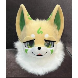 Yellow Fursuit Husky Fox Mascot (Head) Halloween Party Fur Cosplay