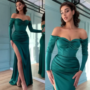 Cocktail Party Dance Party Evening Gown Sexy Off the Shoulder Fashion Slit Pleated Formal Red Carpet Special    Customized