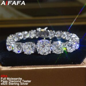 D Color VVS1 Full Moissanite Tennis Chains Bracelets Sparkle s925 Silver Big Lab Diamond Moissanita Hand Chain Fine Jewelry GRA
