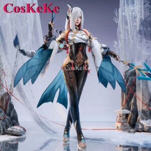CosKeKe Shenhe Cosplay Costume Hot Game Genshin Impact Elegant Lovely Jumpsuit Uniform Women Halloween Party Role Play Clothing