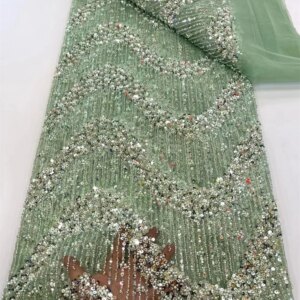 African Lace Fabric 2025 Sequin Beaded Embroidery Groom Nigerian Bridal High Quality French Tulle Lace Fabric For Wedding A986-1
