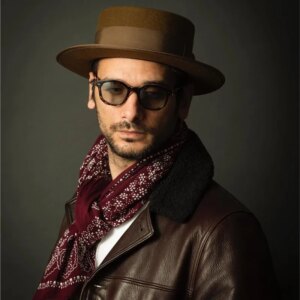 Men’s elegant and stylish top hat with flat brim