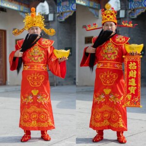 Halloween Cosplay Mammon Costume Joyous Chinese New Years Party Clothing Festival Celebration Wealth Fortune God Uniform