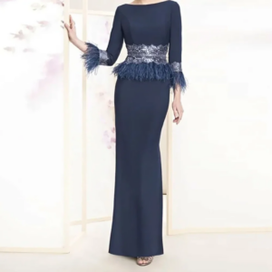Elegant O-Neck Sashes Feather Mermaid Mother Of Bride Wedding Dresses Bridal Gowns Customized