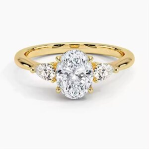 18K Gold Laboratory Growth Diamond IGI Certificate 1 carat Oval Three Stone Diamond Wedding ring Shaped diamond custom style 14K