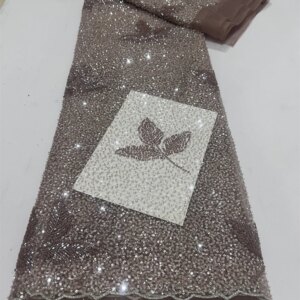 African Sequins Lace Fabric 2025 High Quality Tulle Lace French Nigerian Net Beaded Lace Fabric For Sewing Wedding Dress