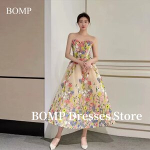 BOMP Handmade Flowers Evening Party Dresses Embroidery Prom Gowns Multi-layered Wedding Photo shoot Customized