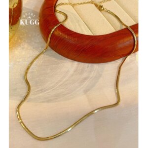 KUGG 100% 18K Yellow Gold Necklace Fashion Snake Bone Chain Design INS Style Exquisite Necklace for Women Luxury Party Jewelry