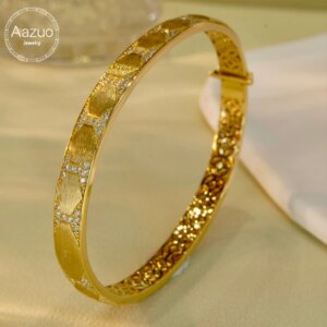 Aazuo Luxuryjewelry 18K Yellow Gold Natrual Diamond 0.90 Bangle For Woman Upscale Trendy Wedding Engagement Party Luxurystyelife