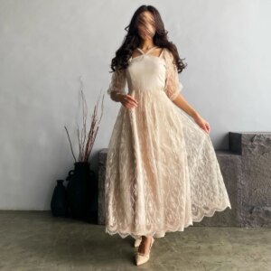 Customized Ball Net Pattern Beach A-line Square Neck Bespoke Occasion Gown Midi es Saudi Arabia