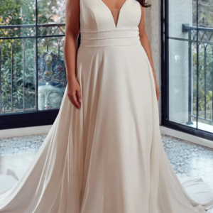 Customized Elegant V-Neck Sleeveless Wedding Dress Sexy Backless A-Line Crystal Beaded Dress Adding To The Bride’s Party Dress