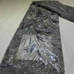 2025 African Lace Fabric French Nigerian 2025 New Lace With Beads Sequins Mesh for Embroidery Wedding Party Bride Sewing Dress