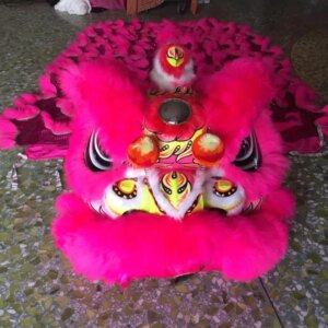 Rose Red Foshan Nanshi Lion Awakening Lion Head Prop Handmade Australian Wool Performance Costume