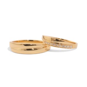 Pure100% 18K/14K/9K Gold Natural Diamond ‘Elegant Design’ Unisex Couple Wedding & Engagement Ring Set for Men and Women