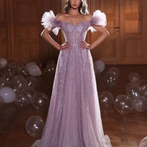 Tulle Shiny Sequin Off Shoulder Evening Dresses Lilac Mermaid Ruffles Pleat Formal Party Prom Gowns Vestido De Fiesta Customized