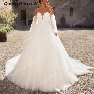 Elegant princess Wedding Dress strapless lace bride dress robe de mariee ball gown Wedding Bridal Gown