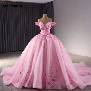 Quinceañera Dresses Sweetheart Off Shoulder Appliques Lace Up Back Sequined Beading Pink Long Dress For Special Occasions