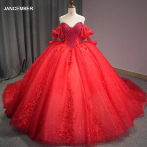 Glittering Crystals Beaded Long Sleeves Quinceanera Dresses Ball Gown Floral Applique Sequins 15 Years Birthday Princess Party