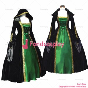 fondcosplay Victorian Rococo Medieval Gown Ball jacket dress Gothic Punk green satin Cosplay Costume CD/TV[G516]