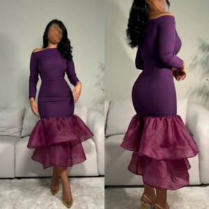 Customized Exquisite Sparkle High Quality Jersey Ruched Tiered Evening Mermaid One-shoulder Bespoke Occasion Gown Midi Dresses