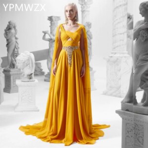 Customized Prom Gown Formal Evening Dress Party Occasion YPMWZX Square Collar A-line Floor Length Skirts Draped Bespoke Occasio
