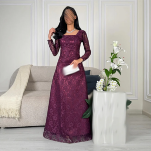Customized A-Line Prom Dresses Floor-Length Square Collar Full Sleeve Evening Gown Simple Fashion Lace Draped Party Dresses