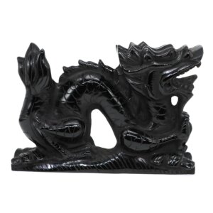 4.7″ Natural Black Obsidian Dragon Statue Healing Crystals Stones Hand Carved Chinese Loong Figurine Fengshui Crafts Home Decor