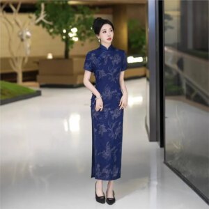 Cheongsam new Chinese female sense of daily national style dress temperament long