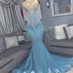 Women African American Prom Dresses Mermaid Sweetheart Beaded Black Girls Nigeria Saudi Arabia Evening Dresses Gown