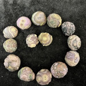 2 Natural Outer Mongolia Gobi Shallow Surface Relief Eye Stone Flower Eye Agate Selected Round Beads DIY With Bracelet
