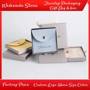 100pcs Drawer Jewelry Packaging Box Necklace Rings Earing Bracelet Storage Organizer Display Microfiber Suede Snap Button Bag