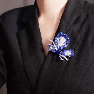Luxury Jewelry Big Blue Butterfly Brooch For Women Fine Jewelry Female Gift Wedding Party 925Streling Sivler With Cubic Zirconia