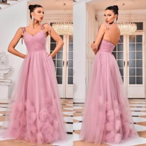Customized Modern Style Formal Evening Off The Shoulder Ball Gown Flowers Tulle Bespoke Occasion Dresses