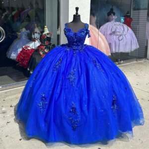 Customized Royal Blue Quinceanera Dress 2025 Ball Gown Sweetheart 3D Floral Appliques Sweet 16 Dress Vestidos De 15 Quinceañera