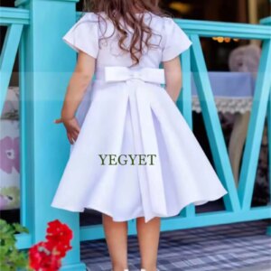 CustomizedBlack Tulle Lace Flower Girl Dress for Wedding Short Puff Sleeves V Neck Baby Girl Birthday Party Gown First Communion