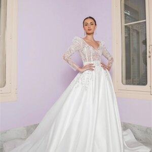 Classic Long Sleeve Wedding Dress 2024 Graceful Satin Bride Gown Charming Appliqué Floor-length Bride Robe Vestidos De Novia