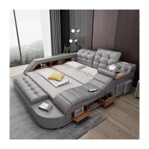 Cloth Bed Tatami Multi-functional Modern Simple Massage Double Bed Adult Technology Cloth Bed With Bluetooth Speaker