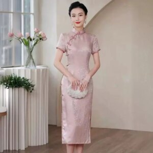 High-End Real Silk Cheongsam Qipao Summer Female 2024 New Jacquard Improved Chinese Style Interwoven Dress Young