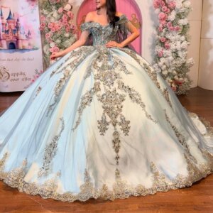 Royal Blue Shiny Quinceanera Dresses Ball Gown Off The Shoulder Applique Lace Beading Tull Party Birthday Sweet 16 Vestidos 15
