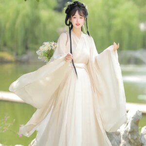 Hanfu female wind collar waist skirt ancient dress super fairy flowing wide sleeve men and women