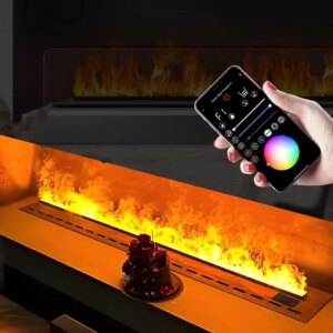 New 3D realistic flame water vapor fireplace humidifier, 5-year warranty, silent water mist, automatic drainage, steam fireplace