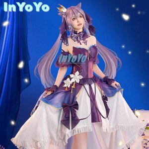 InYoYo Keqing Cosplay Costume Genshin Impact Violet Butterfly Language Lolita Dress Uniform Halloween Party Outfit Women New